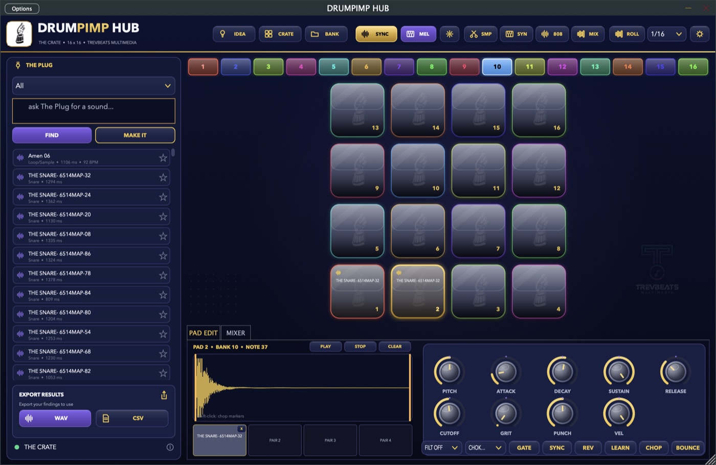 THE CRATE - 16x16 drum sampler